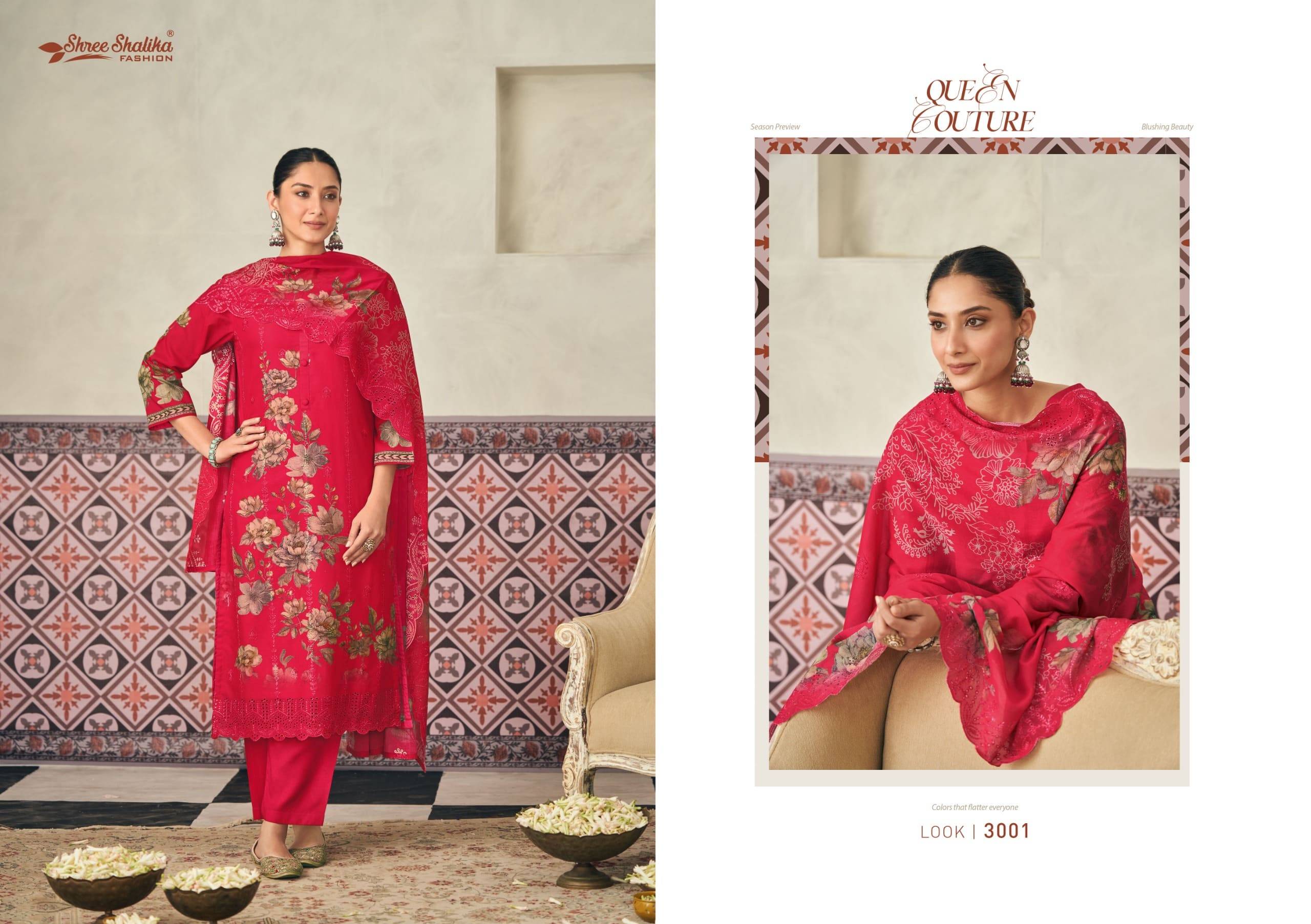 Zam zam  vol-3 by shree shalika 3001 To 3008 Designer Festive Suits Collection Beautiful Stylish Fancy Colorful Party Wear & Occasional Wear EMBROIDERED cotton lawn Dresses At Wholesale Price